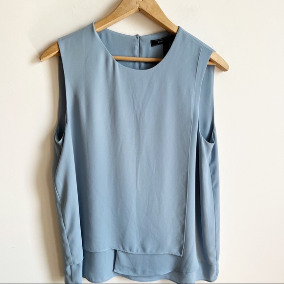 BCBGMaxAzria Tops - BCBGMaxAzria SHADOW BLUELORIELLE ASYMMETRICAL DRAPE TOP Size S